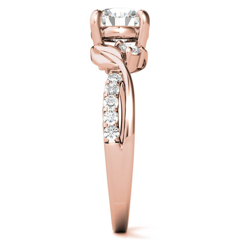 Round Brilliant Moissanite Nature Inspired Design Engagement Ring