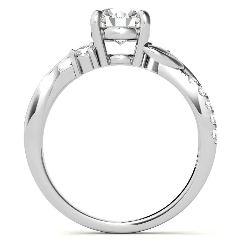 Round Brilliant Moissanite Nature Inspired Design Engagement Ring