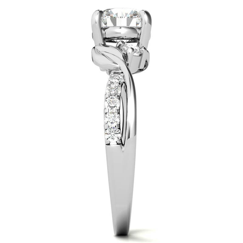 Round Brilliant Moissanite Nature Inspired Design Engagement Ring