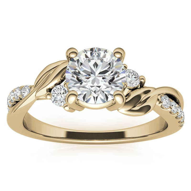 Round Brilliant Moissanite Nature Inspired Design Engagement Ring