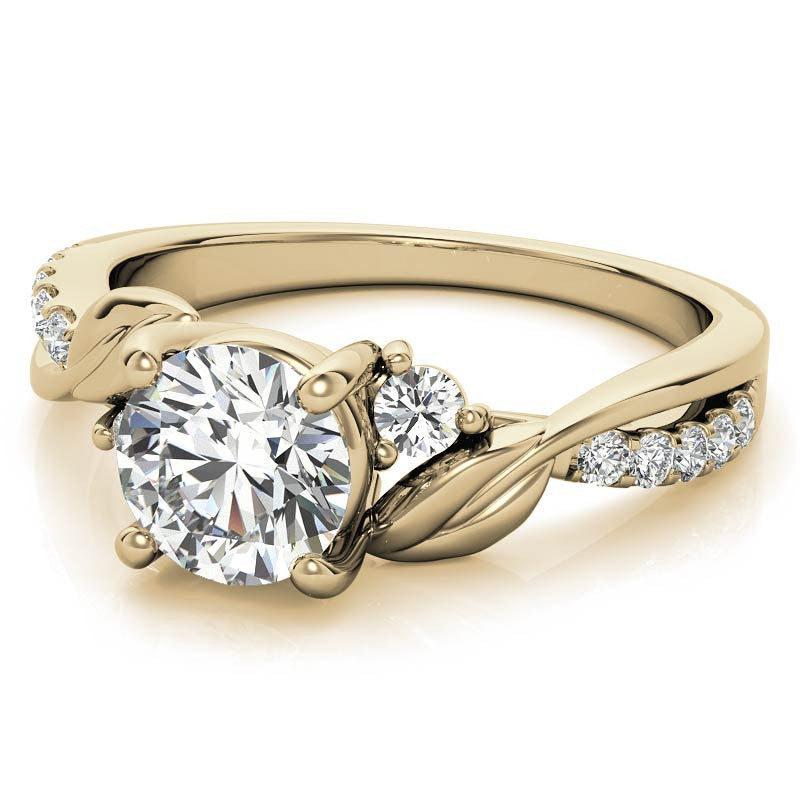 Round Brilliant Moissanite Nature Inspired Design Engagement Ring