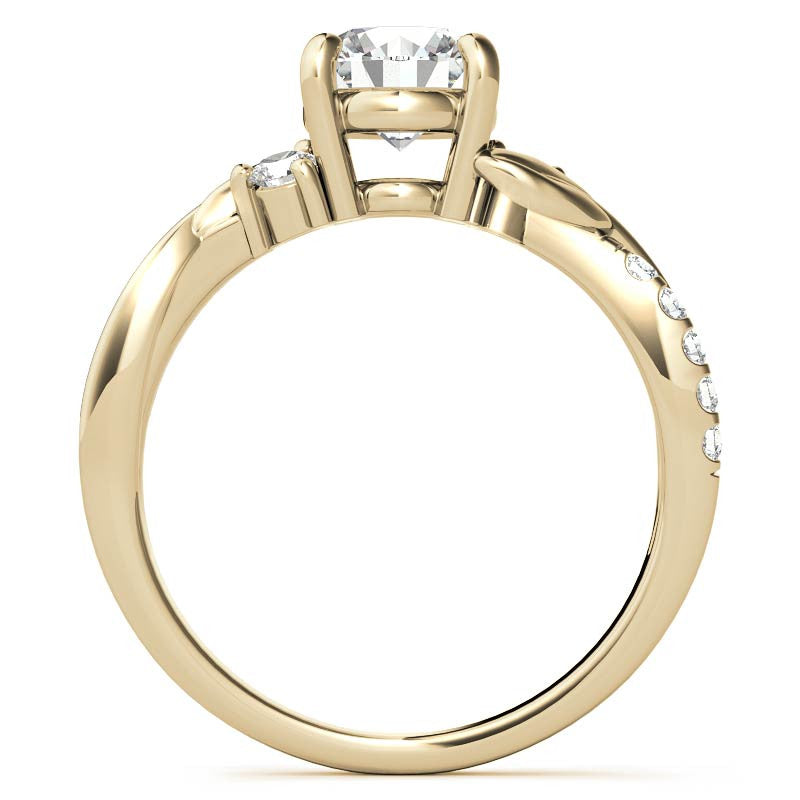 Round Brilliant Moissanite Nature Inspired Design Engagement Ring