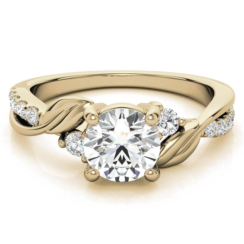 Round Brilliant Moissanite Nature Inspired Design Engagement Ring
