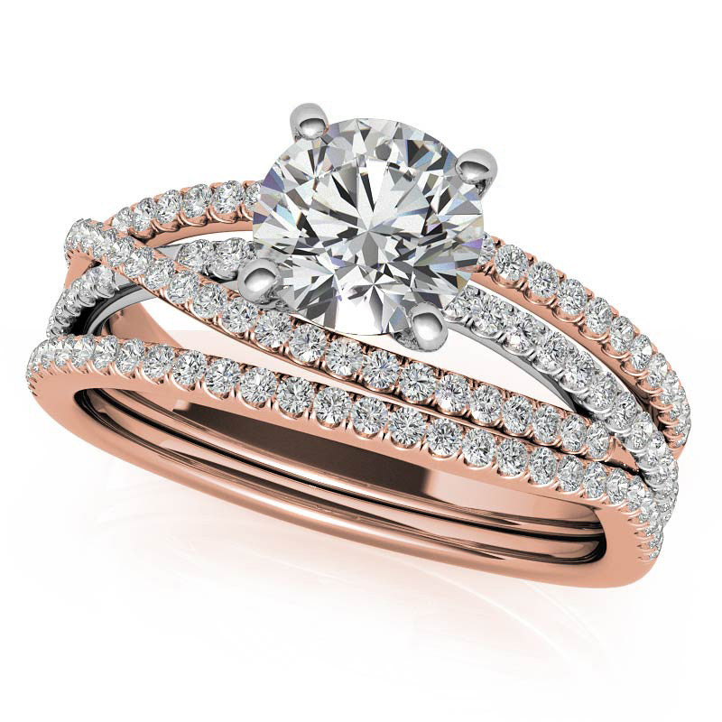 Multi Row Moissanite Engagement Ring