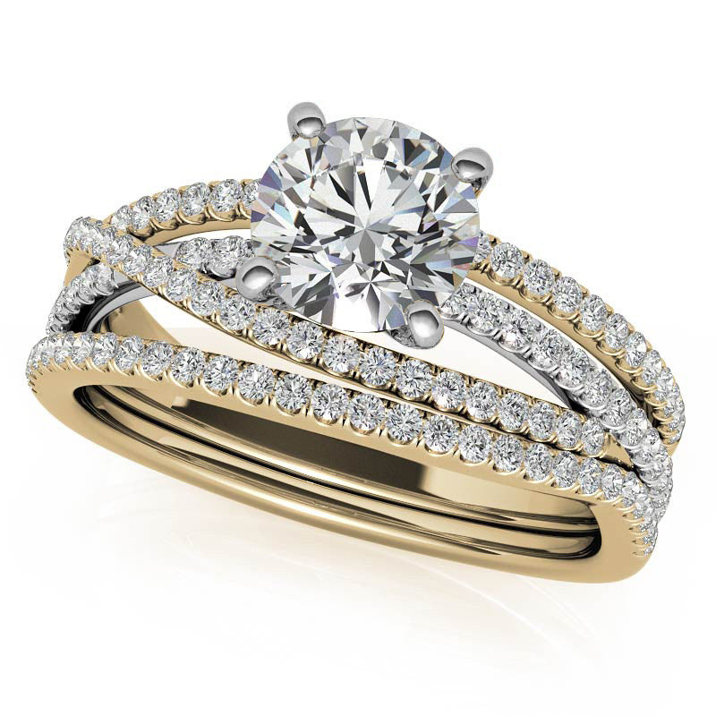 Multi Row Moissanite Engagement Ring