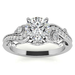 Antique Moissanite Engagement Ring with Milgrain Accents