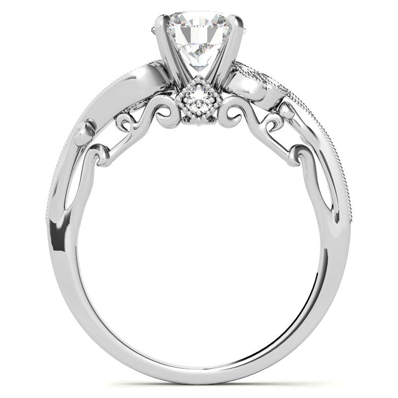 Antique Moissanite Engagement Ring with Milgrain Accents