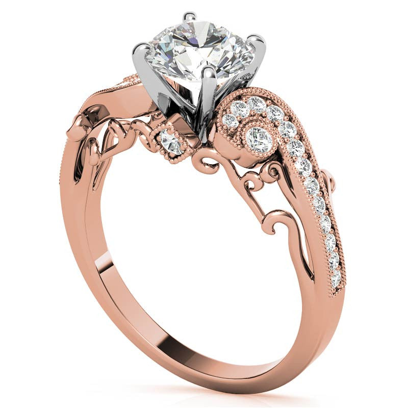 Antique Moissanite Engagement Ring with Milgrain Accents