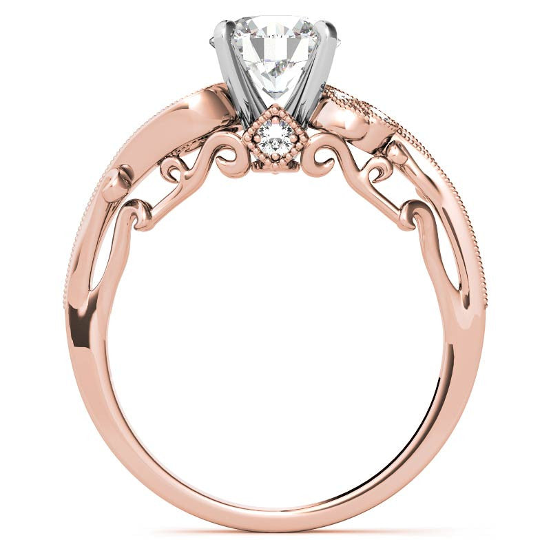 Antique Moissanite Engagement Ring with Milgrain Accents