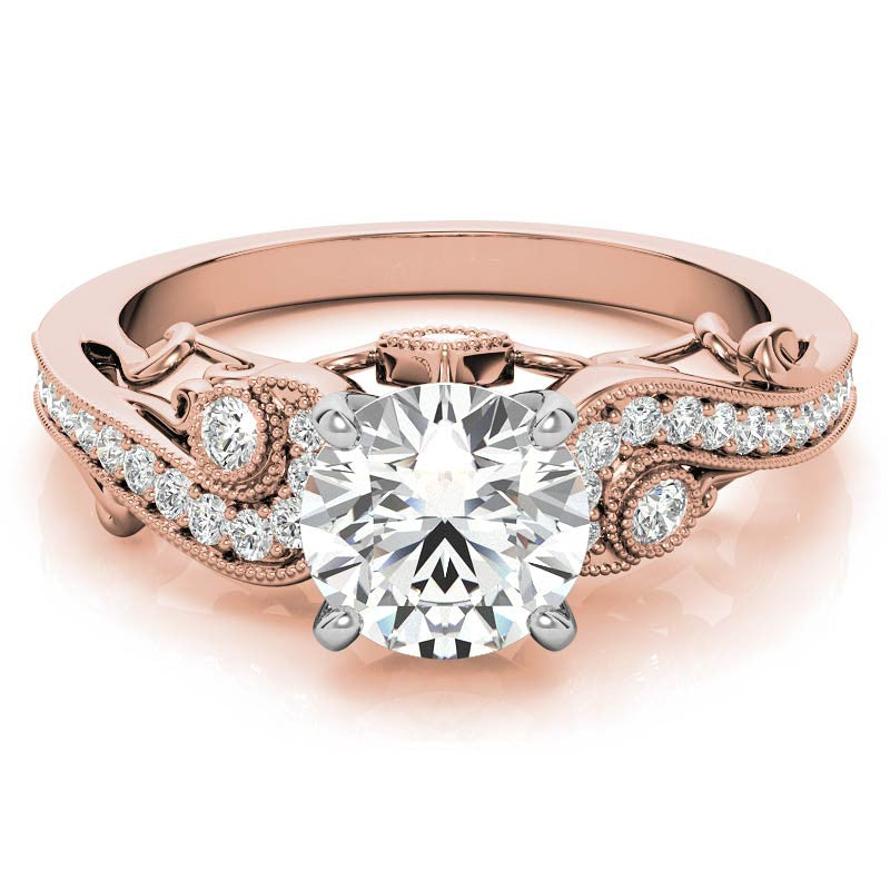 Antique Moissanite Engagement Ring with Milgrain Accents