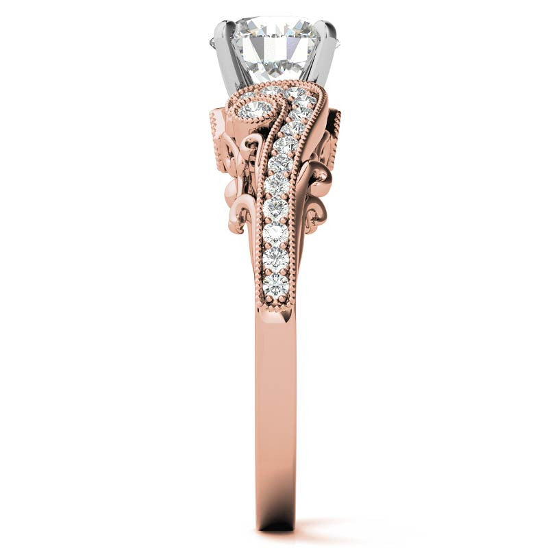 Antique Moissanite Engagement Ring with Milgrain Accents