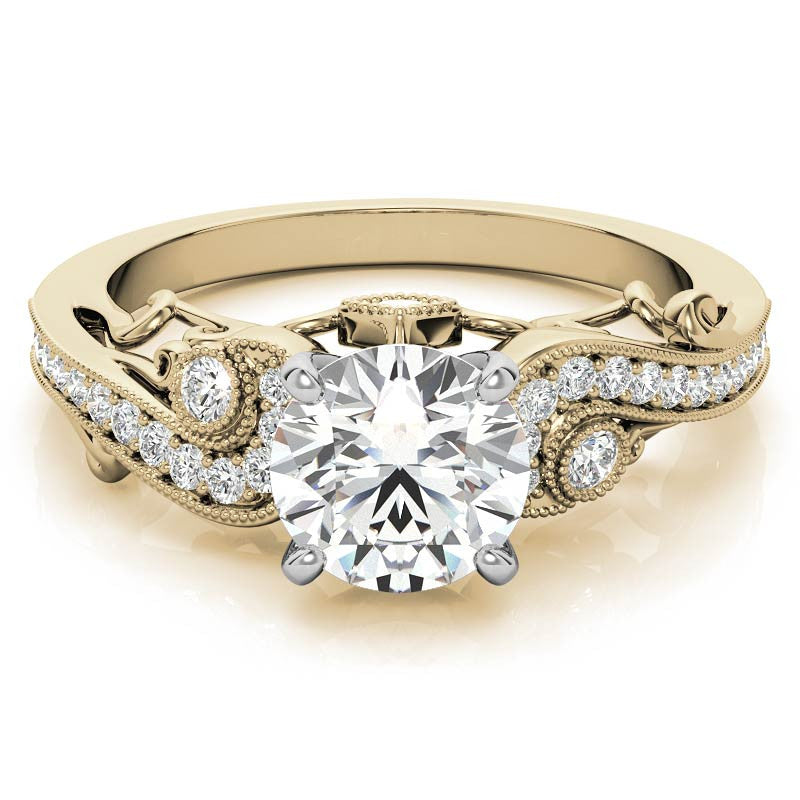 Antique Moissanite Engagement Ring with Milgrain Accents