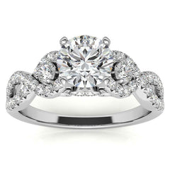 Infinity Styled Moissanite Engagement Ring with Scroll Accents