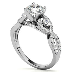 Infinity Styled Moissanite Engagement Ring with Scroll Accents