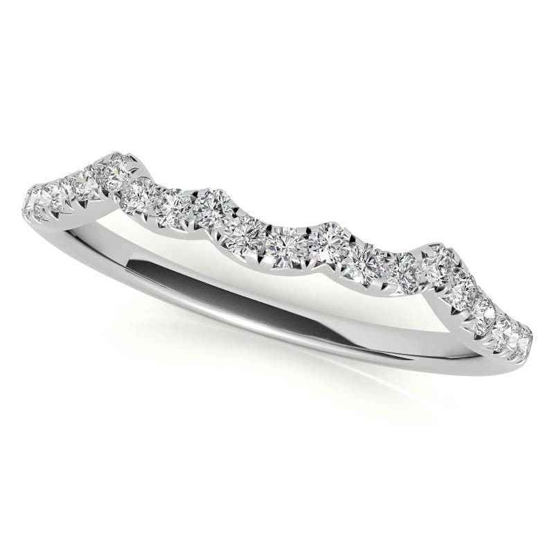 Infinity Styled Moissanite Engagement Ring with Scroll Accents