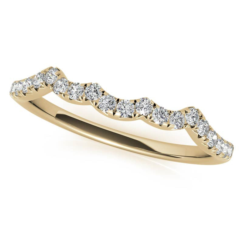 Infinity Styled Moissanite Engagement Ring with Scroll Accents