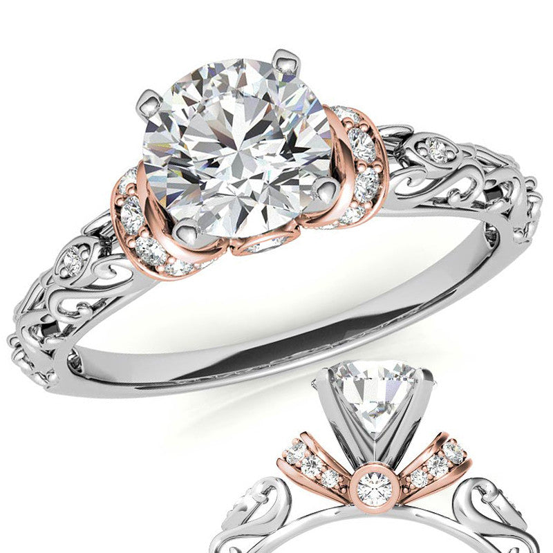 Antique Style Scroll Moissanite Engagement Ring