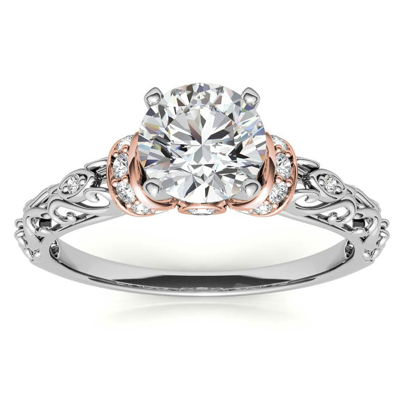 Antique Style Scroll Moissanite Engagement Ring