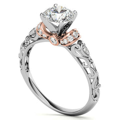 Antique Style Scroll Moissanite Engagement Ring