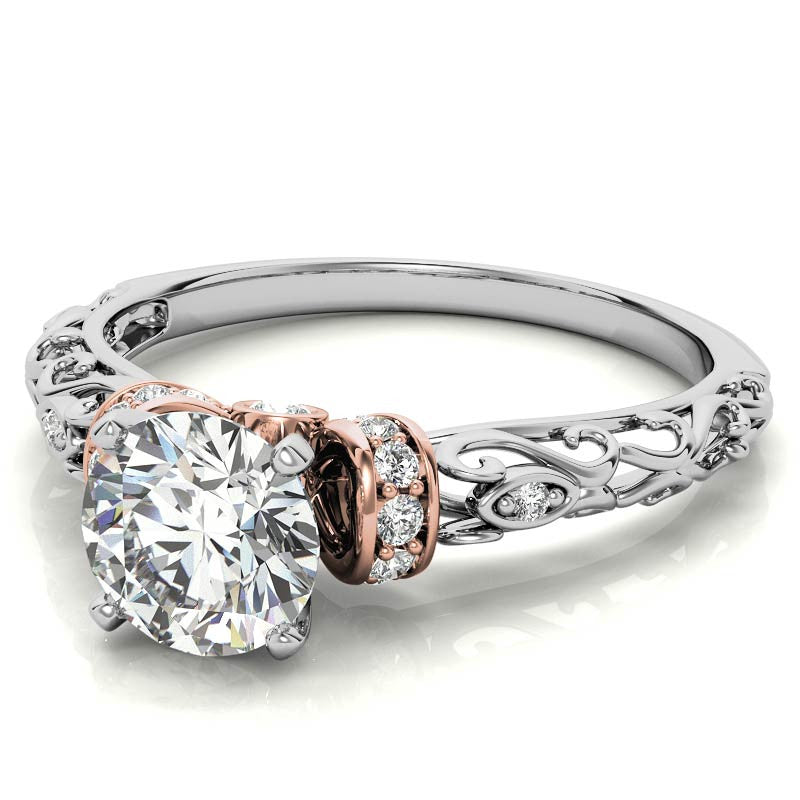 Antique Style Scroll Moissanite Engagement Ring