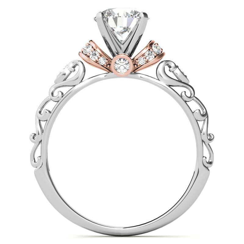 Antique Style Scroll Moissanite Engagement Ring