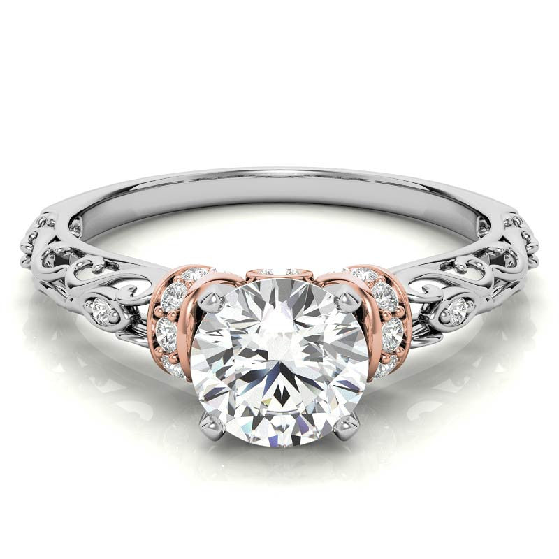 Antique Style Scroll Moissanite Engagement Ring