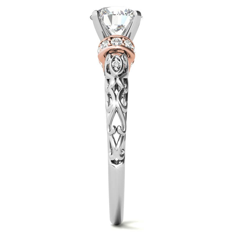 Antique Style Scroll Moissanite Engagement Ring