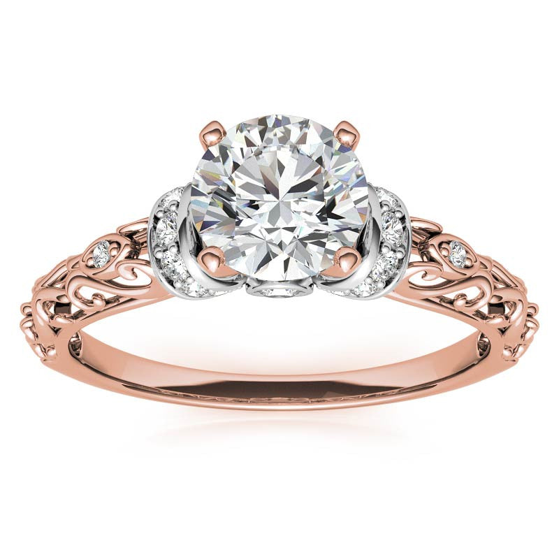 Antique Style Scroll Moissanite Engagement Ring