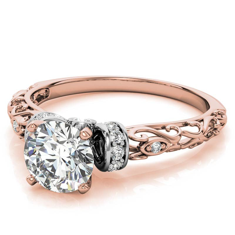 Antique Style Scroll Moissanite Engagement Ring