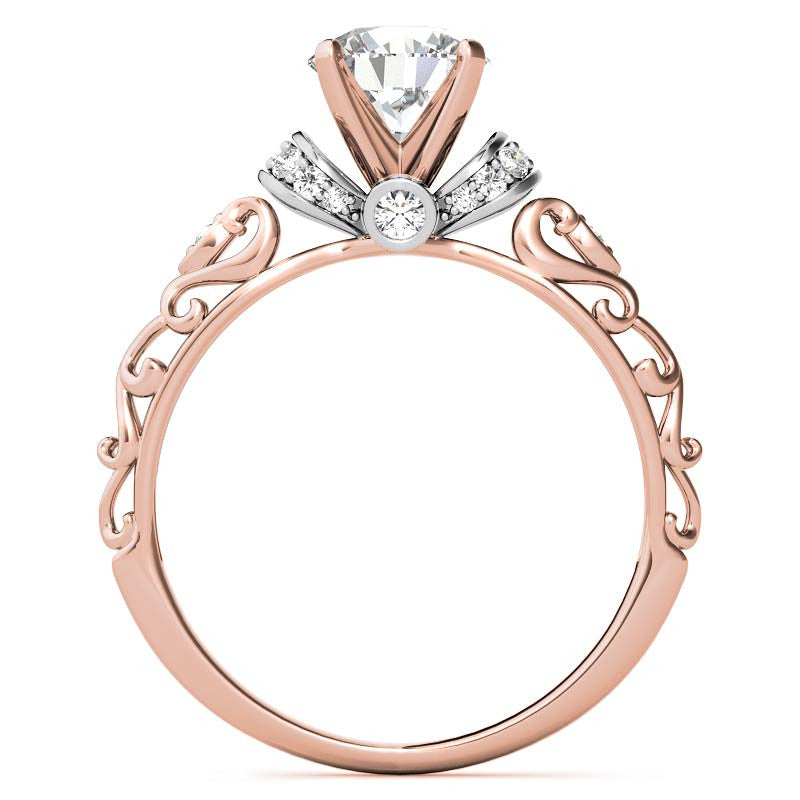 Antique Style Scroll Moissanite Engagement Ring