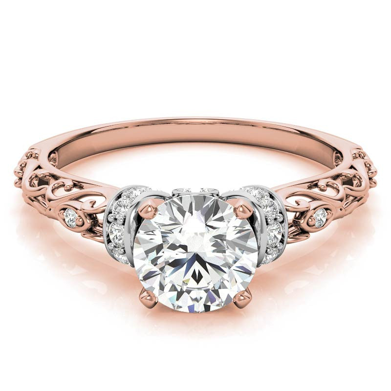 Antique Style Scroll Moissanite Engagement Ring