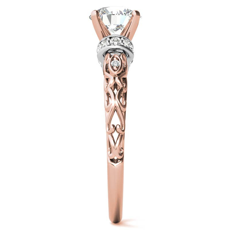 Antique Style Scroll Moissanite Engagement Ring
