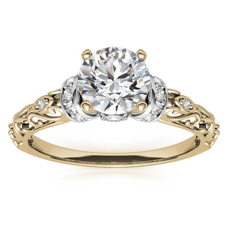 Antique Style Scroll Moissanite Engagement Ring