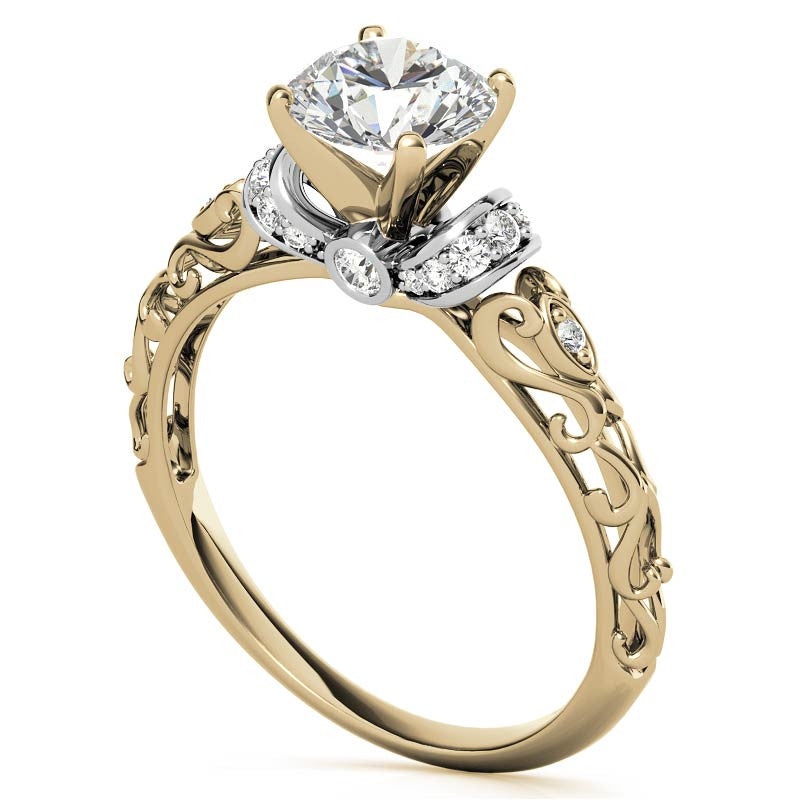 Antique Style Scroll Moissanite Engagement Ring