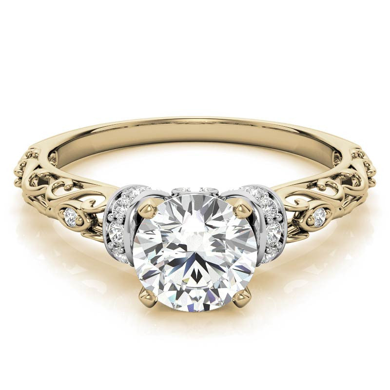 Antique Style Scroll Moissanite Engagement Ring