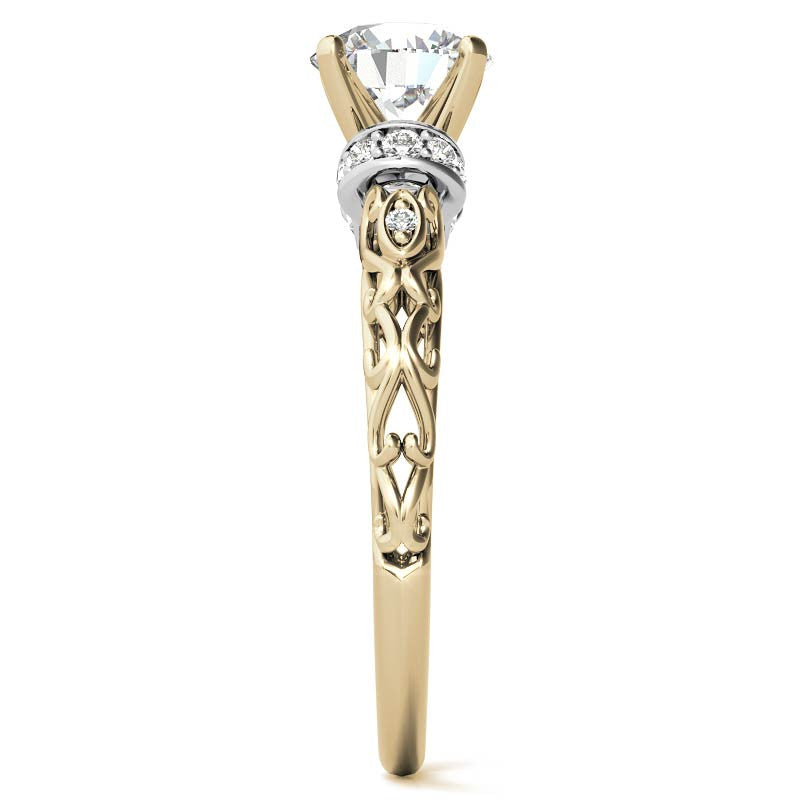 Antique Style Scroll Moissanite Engagement Ring