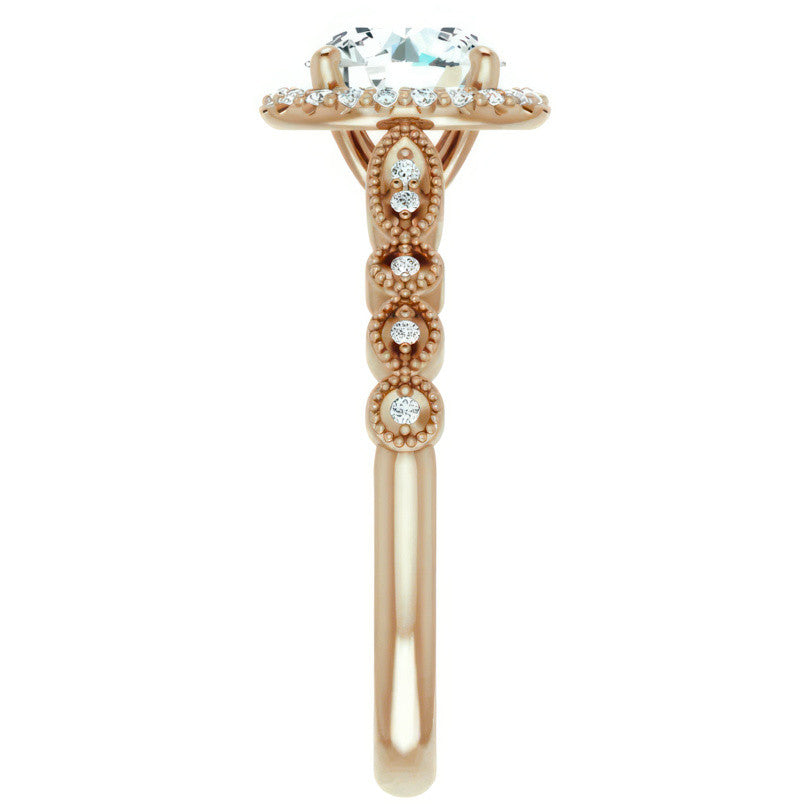 Round Scalloped Halo Engagement Ring