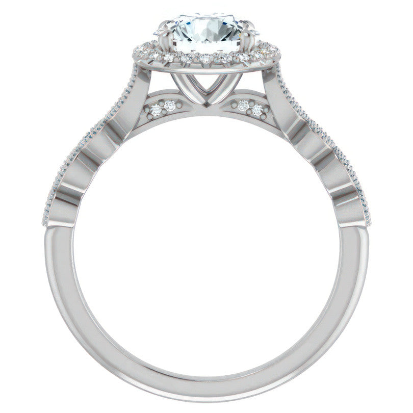 Round Scalloped Halo Engagement Ring