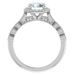 Round Scalloped Halo Engagement Ring