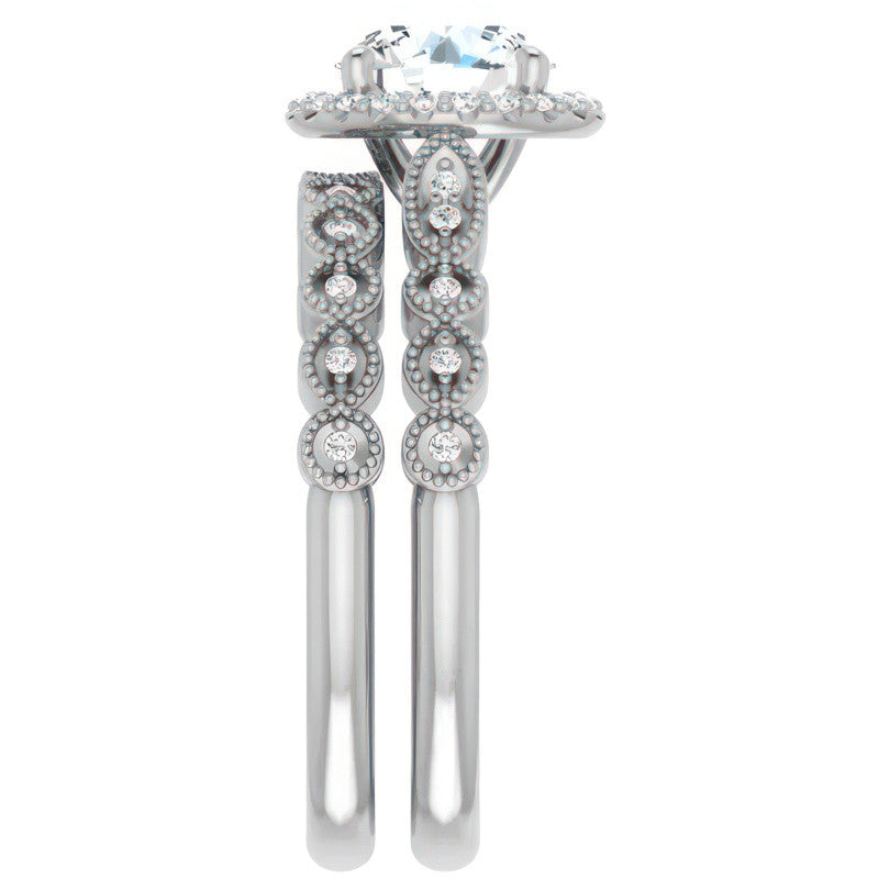 Round Scalloped Halo Engagement Ring