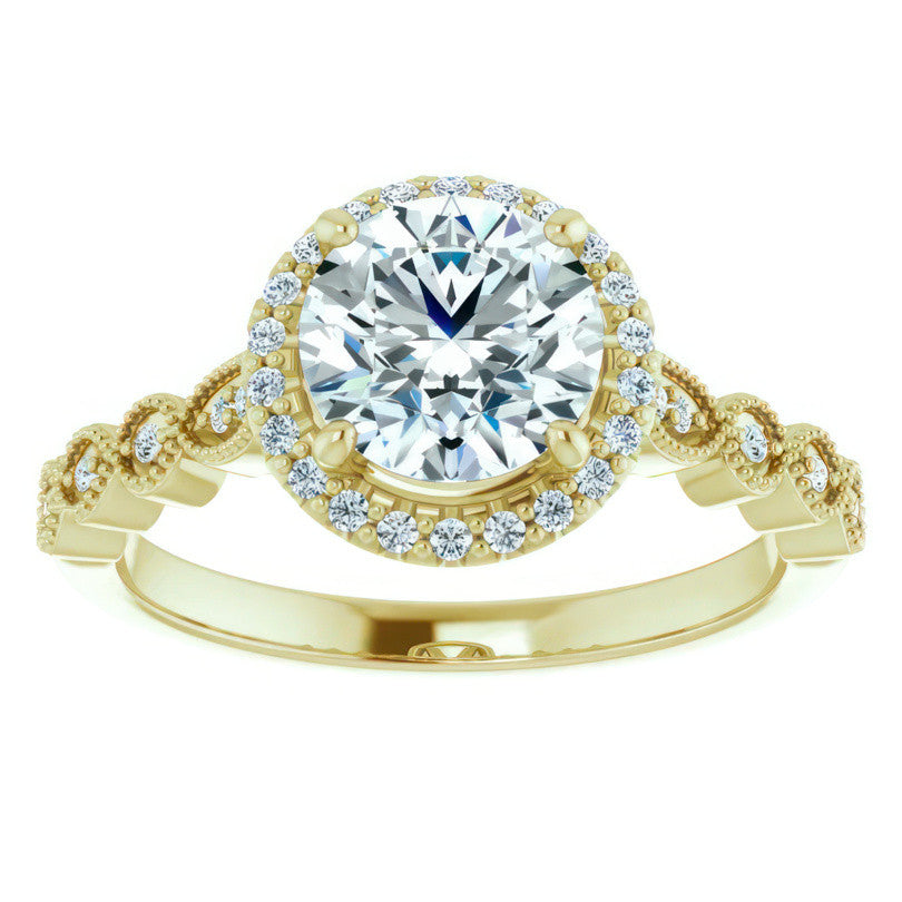 Round Scalloped Halo Engagement Ring