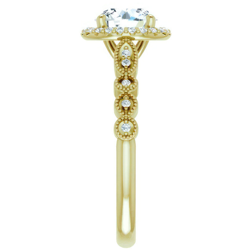Round Scalloped Halo Engagement Ring