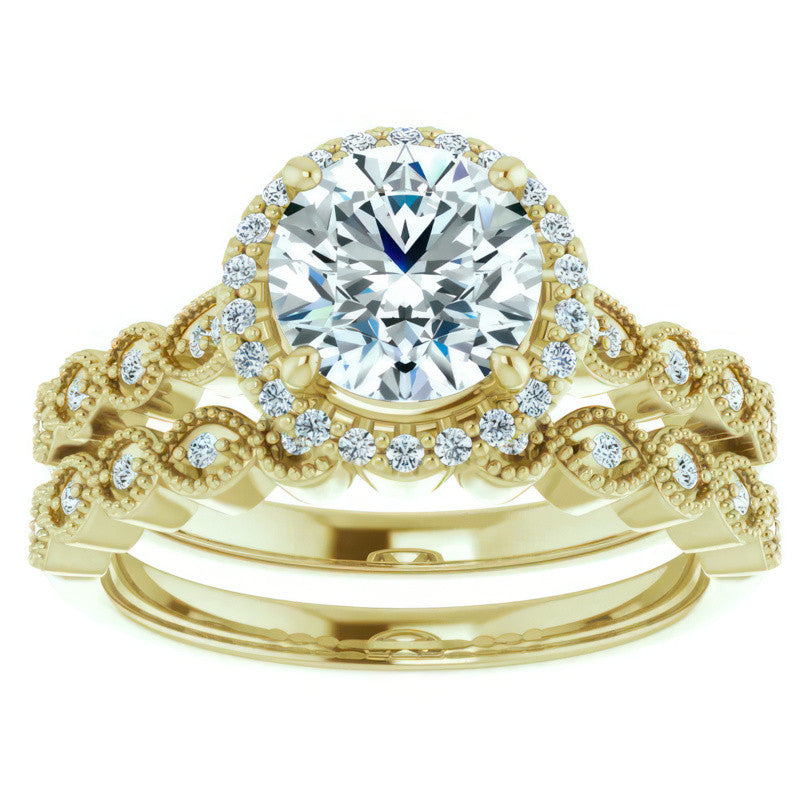 Round Scalloped Halo Engagement Ring