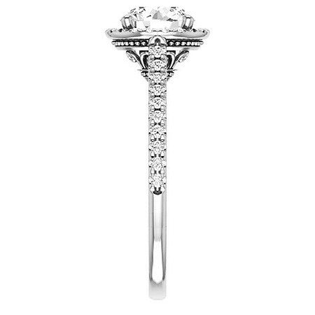 Round Moissanite Cathedral Engagement Ring with Halo