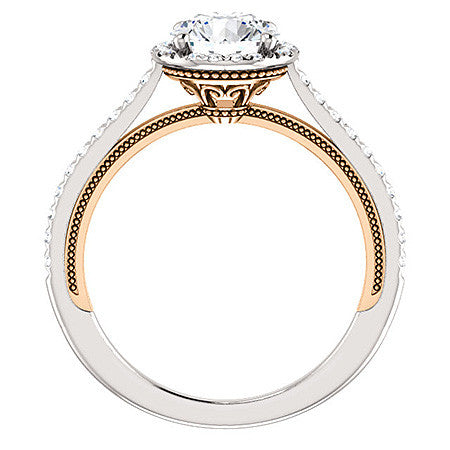 Round Moissanite Cathedral Engagement Ring with Halo