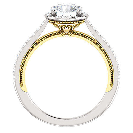 Round Moissanite Cathedral Engagement Ring with Halo