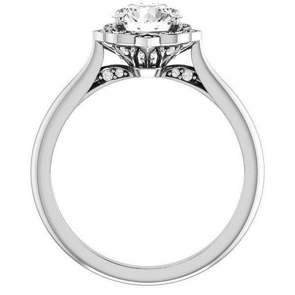 Round Moissanite Floral Halo Engagement Ring