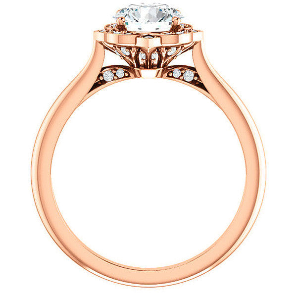 Round Moissanite Floral Halo Engagement Ring