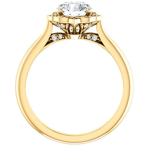 Round Moissanite Floral Halo Engagement Ring