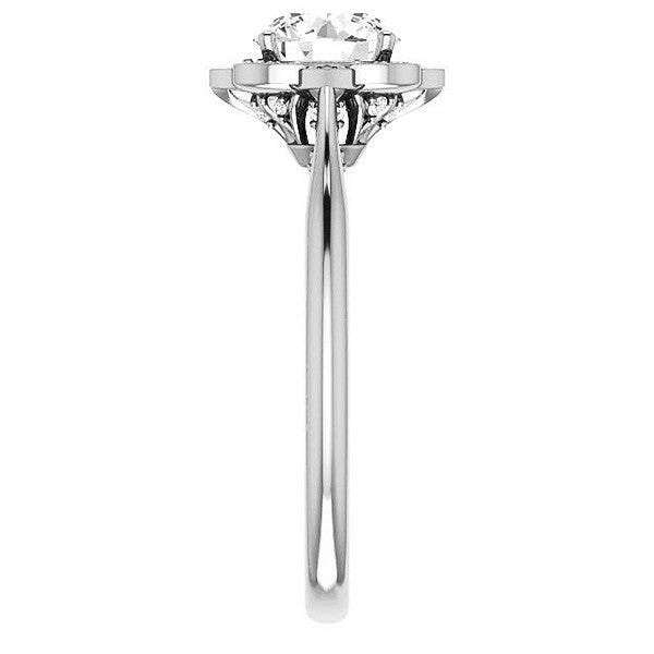 Round Moissanite Floral Halo Engagement Ring